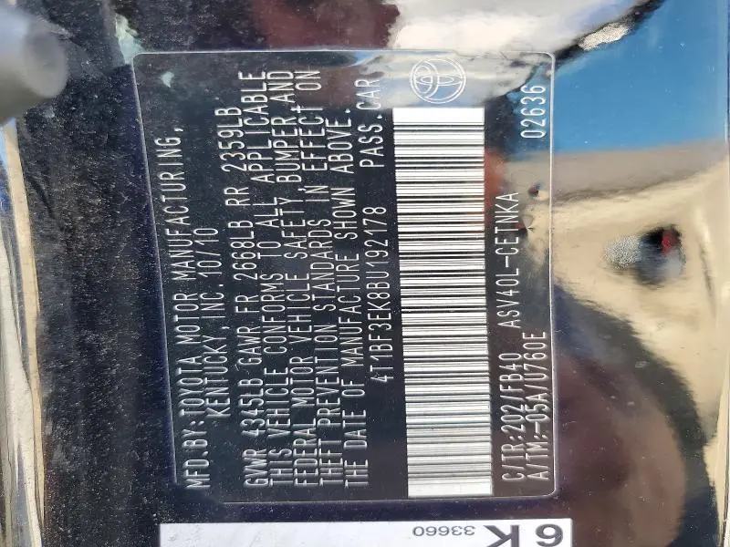 2011 TOYOTA CAMRY BASE  