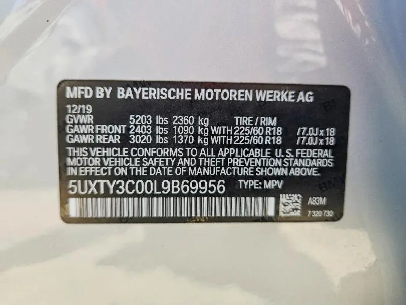 2020 BMW X3 SDRIVE30I  