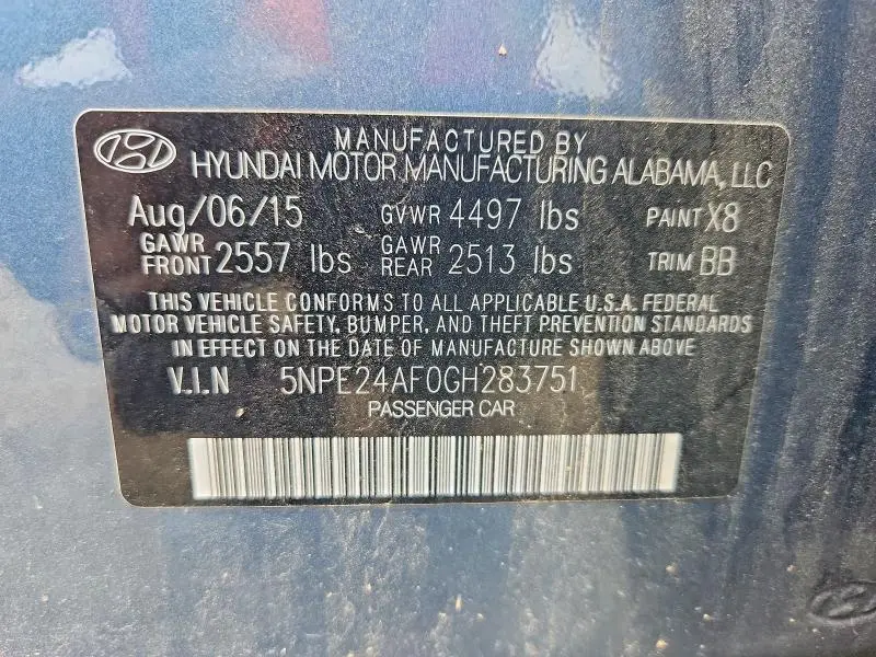 2016 HYUNDAI SONATA SE  