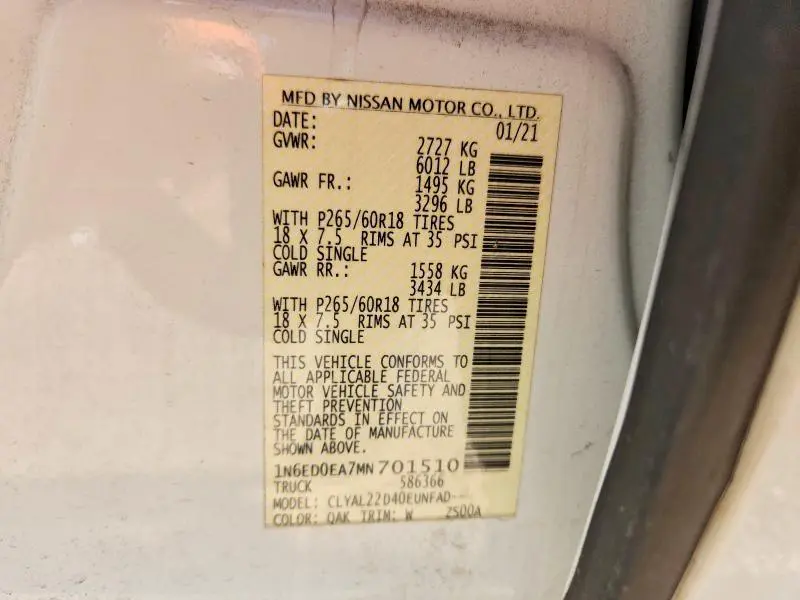 2021 NISSAN FRONTIER SV  