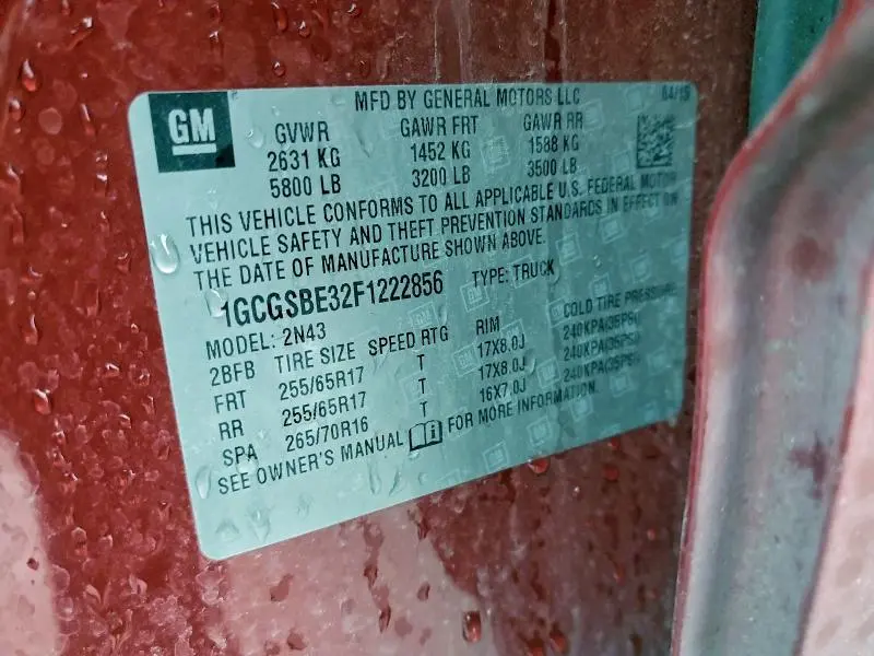 2015 CHEVROLET COLORADO LT  