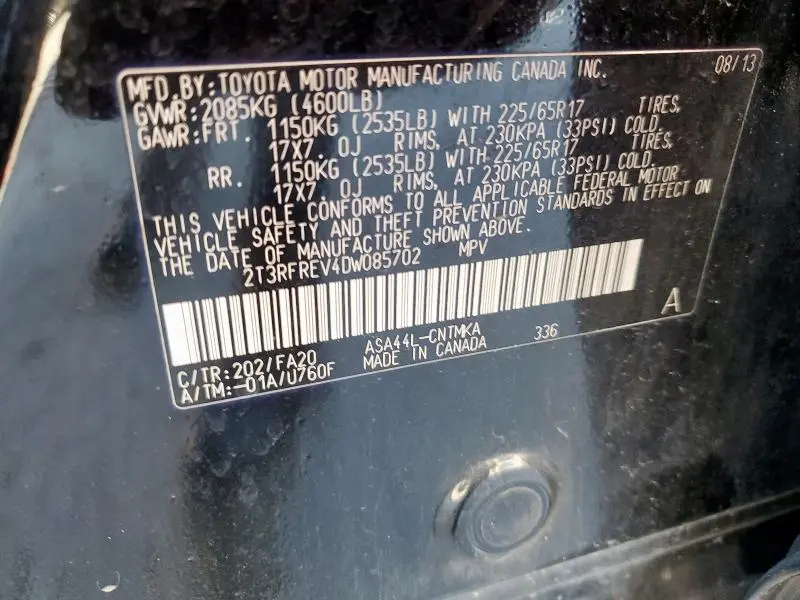 2013 TOYOTA RAV4 XLE  