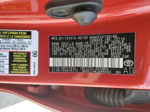 2015 TOYOTA COROLLA L  
