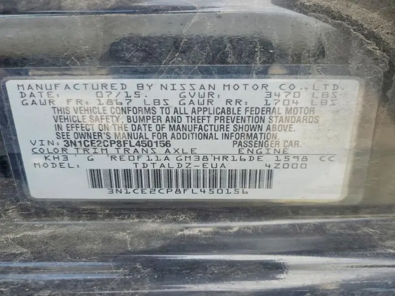 2015 NISSAN VERSA NOTE SV  