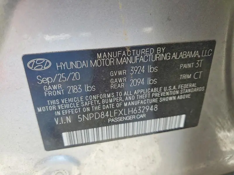 2020 HYUNDAI ELANTRA SEL  