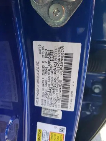 2019 HONDA ACCORD SPORT