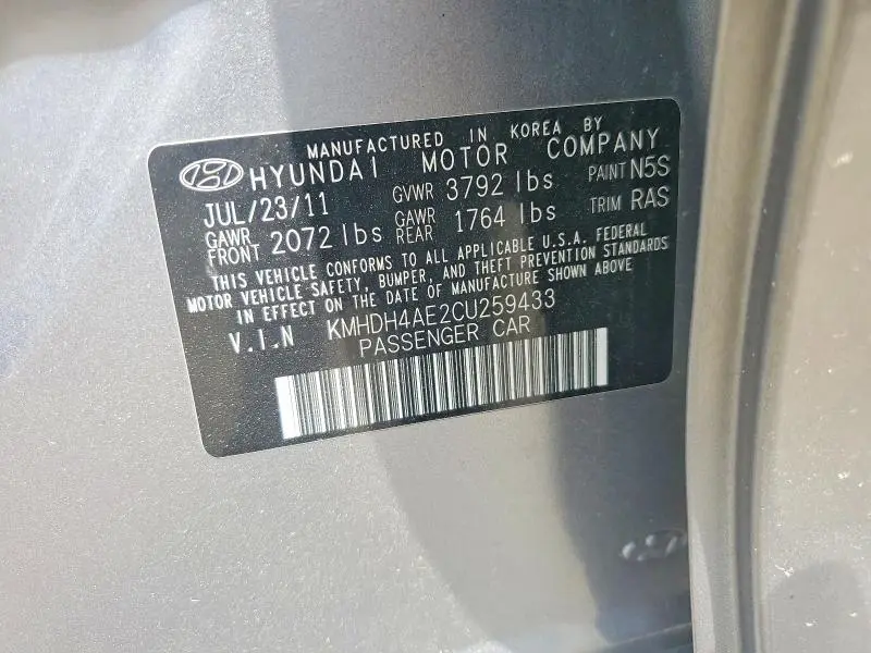 2012 HYUNDAI ELANTRA GLS  