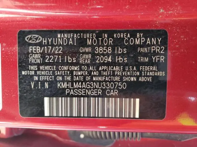 2022 HYUNDAI ELANTRA SEL  