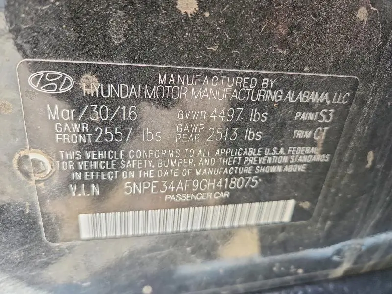 2016 HYUNDAI SONATA SPORT  