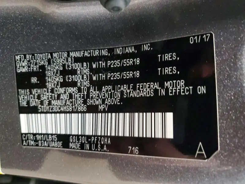 2017 TOYOTA SIENNA LIMITED PREMIUM 7-PASSENGER  