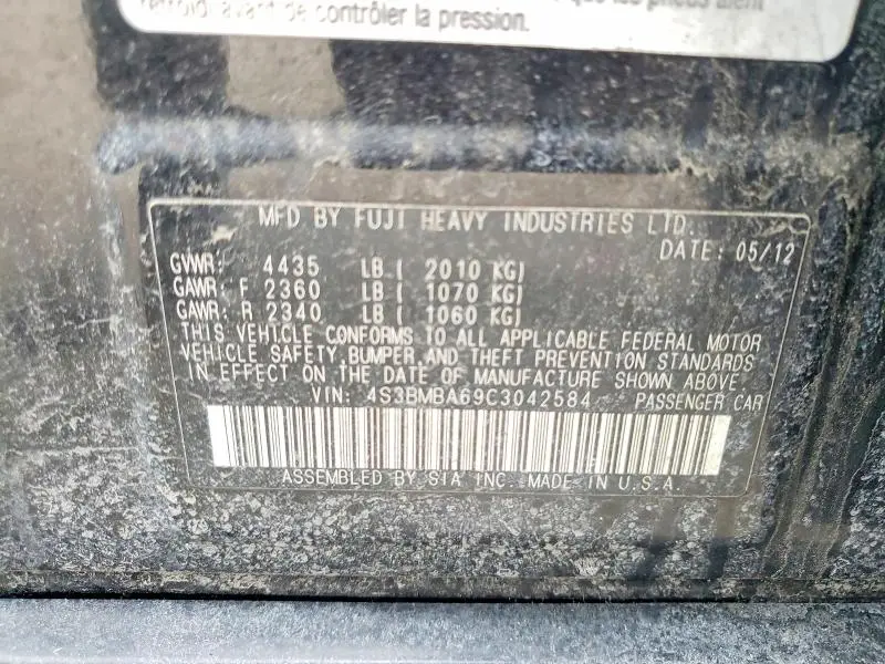 2012 SUBARU LEGACY 2.5I  