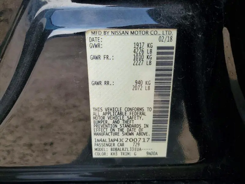 2018 NISSAN ALTIMA 2.5 SL  