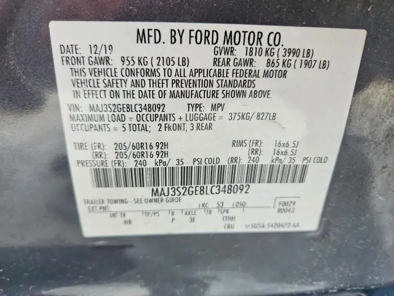 2020 FORD ECOSPORT SE  
