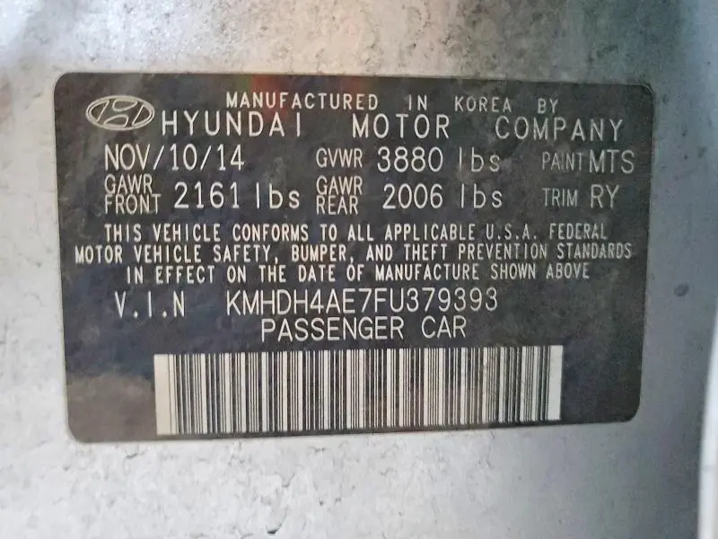 2015 HYUNDAI ELANTRA LIMITED  