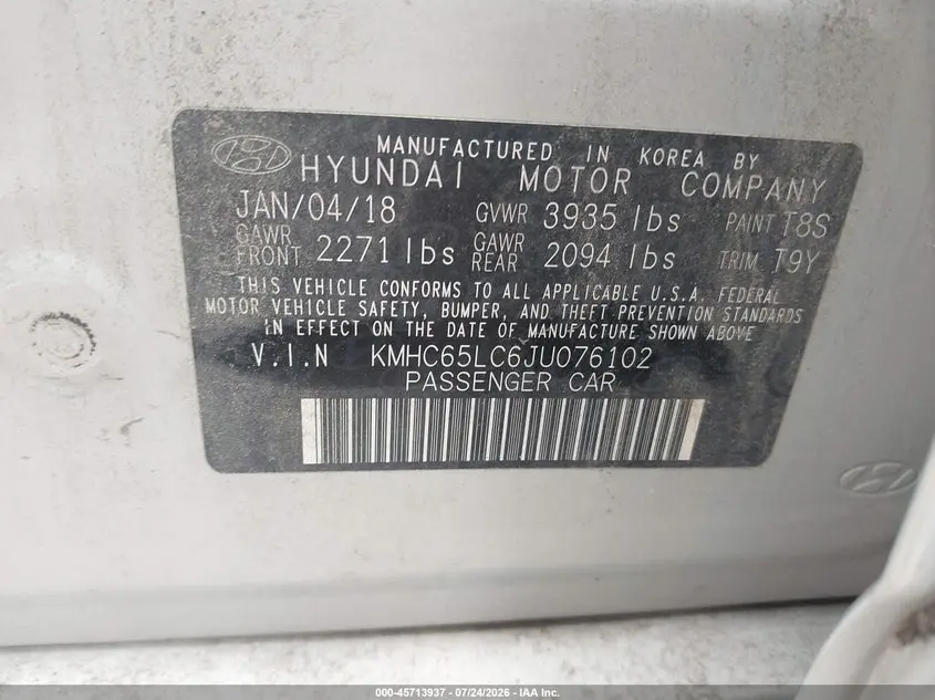 2018 HYUNDAI IONIQ HYBRID BLUE