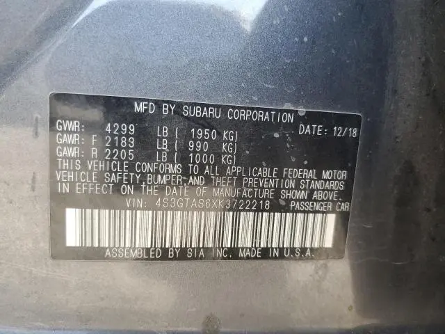 2019 SUBARU IMPREZA LIMITED  