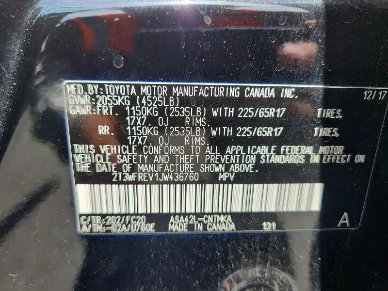 2018 TOYOTA RAV4 XLE  