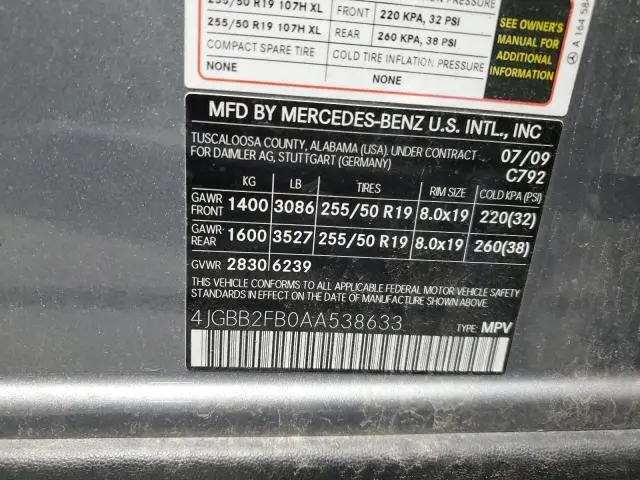 2010 MERCEDES-BENZ ML 350 BLUETEC  