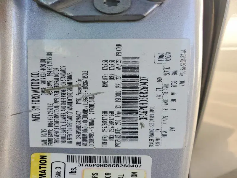 2016 FORD FUSION SE  