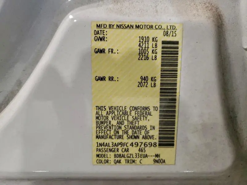 2015 NISSAN ALTIMA 2.5  