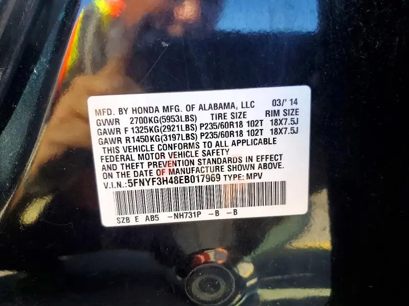 2014 HONDA PILOT EX  