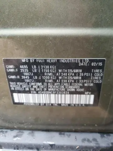 2015 SUBARU OUTBACK 2.5I LIMITED  