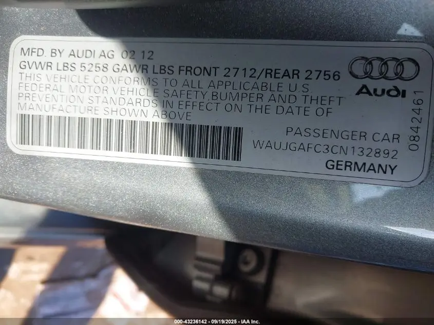 2012 AUDI A6 3.0 PREMIUM