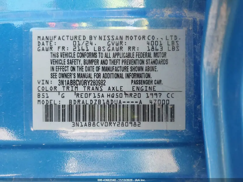 2024 NISSAN SENTRA SV XTRONIC CVT