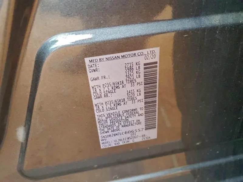 2020 NISSAN PATHFINDER SV  