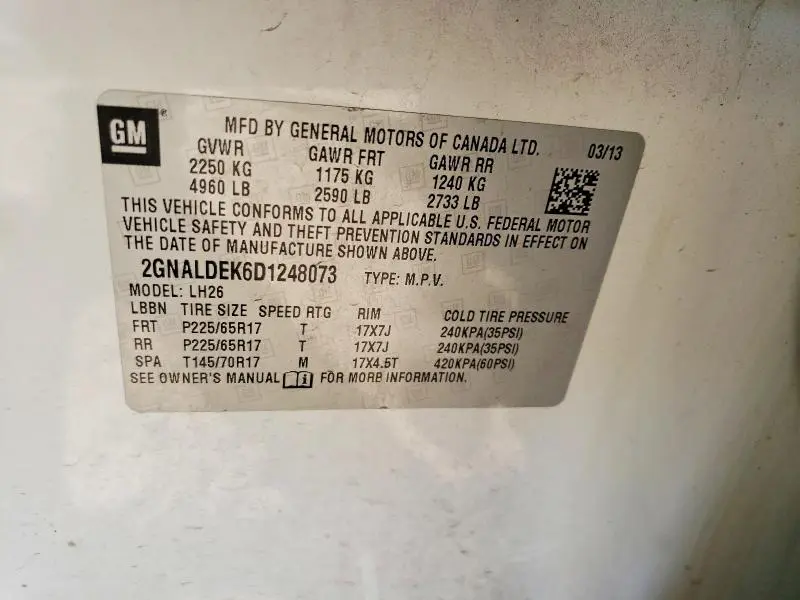 2013 CHEVROLET EQUINOX LT  