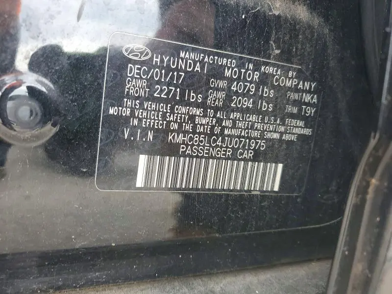 2018 HYUNDAI IONIQ LIMITED  