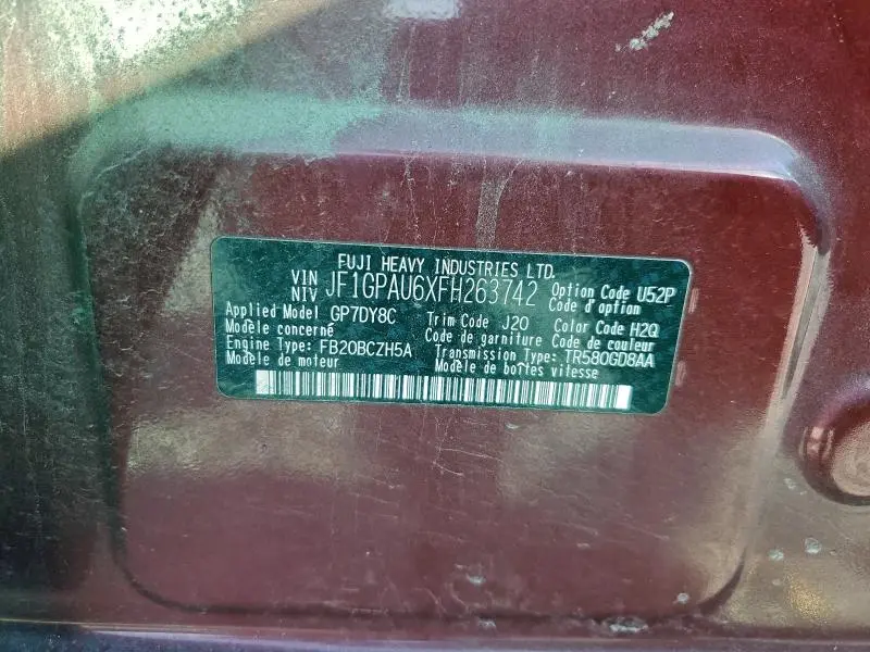 2015 SUBARU IMPREZA SPORT  