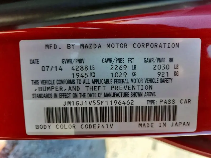2015 MAZDA 6 TOURING  