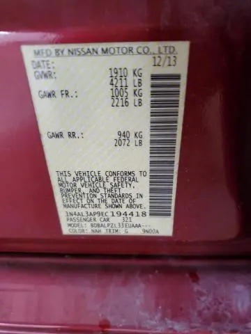 2014 NISSAN ALTIMA 2.5  