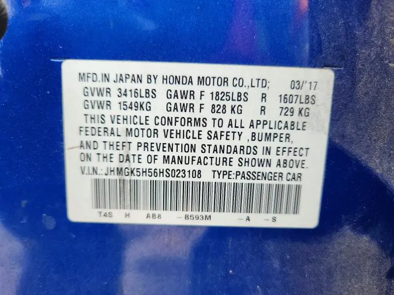 2017 HONDA FIT LX  