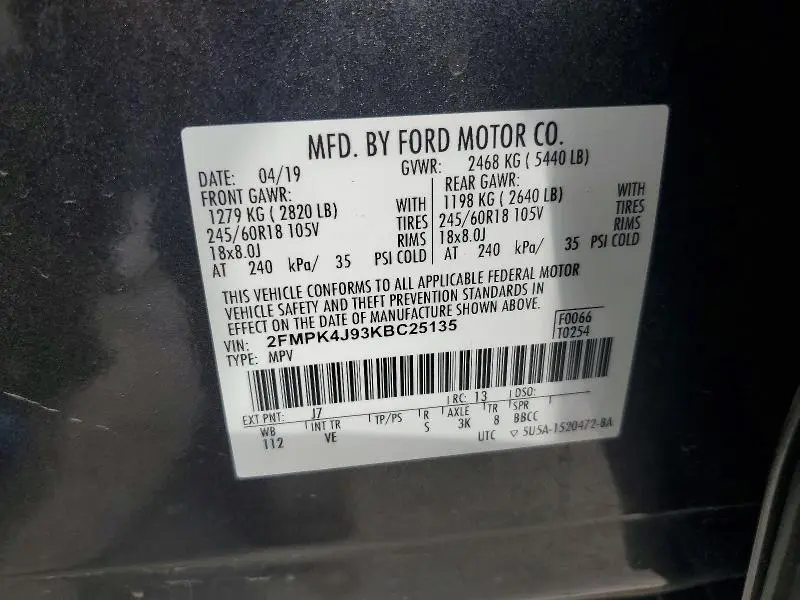 2019 FORD EDGE   