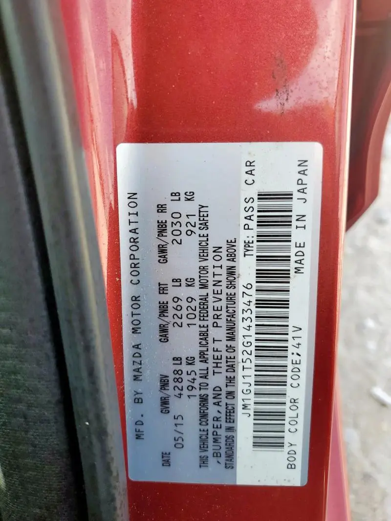 2016 MAZDA 6 TOURING  