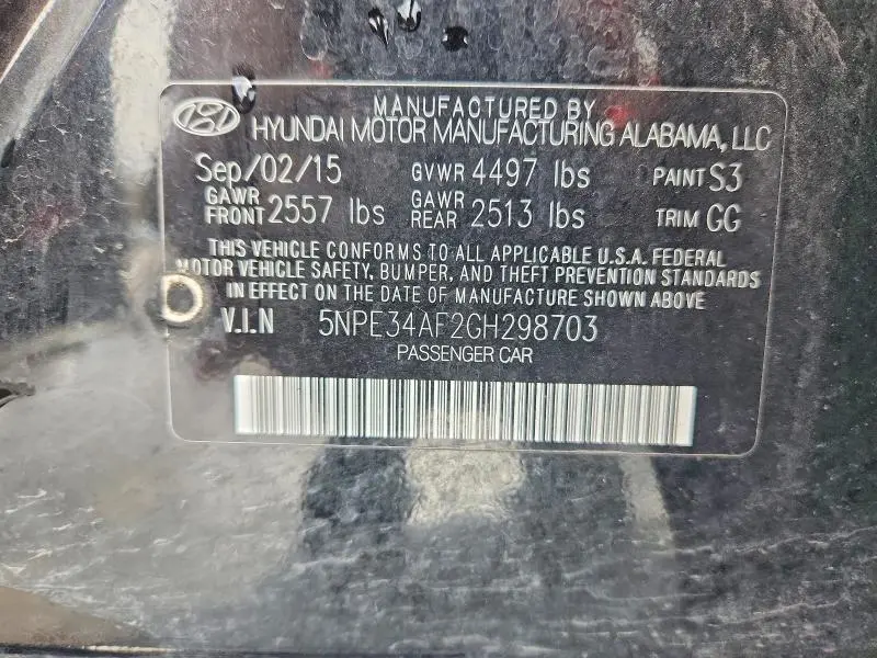 2016 HYUNDAI SONATA LIMITED  