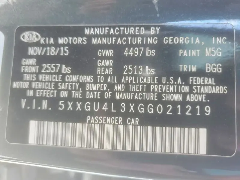 2016 KIA OPTIMA EX  