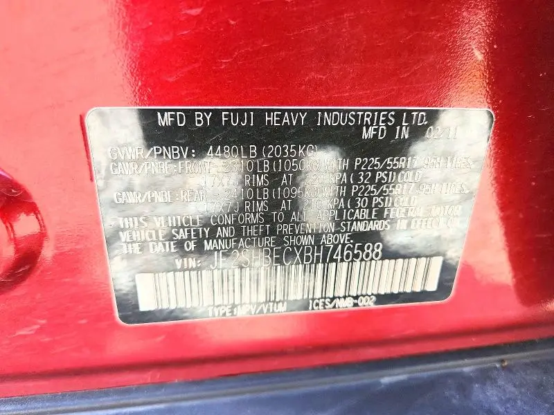2011 SUBARU FORESTER LIMITED  