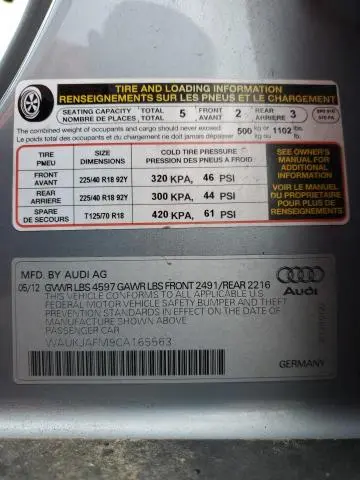 2012 AUDI A3 PREMIUM PLUS  