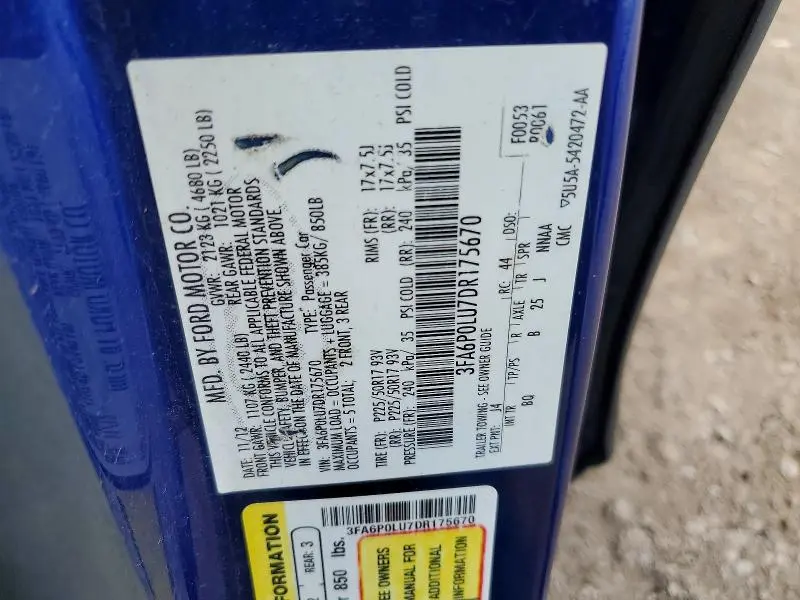 2013 FORD FUSION SE HYBRID  