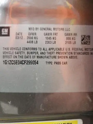 2012 CHEVROLET MALIBU 1LT  