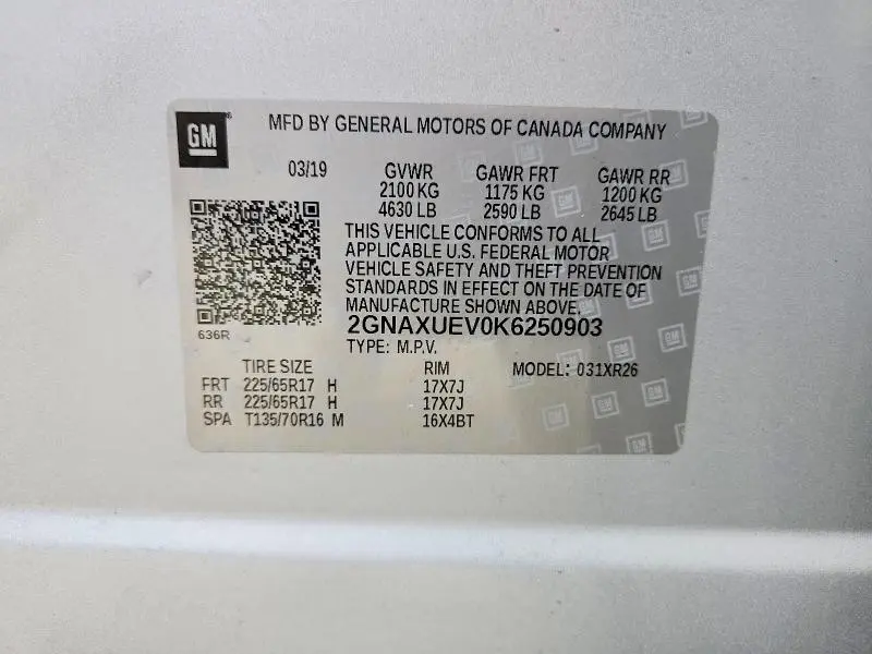 2019 CHEVROLET EQUINOX LT  