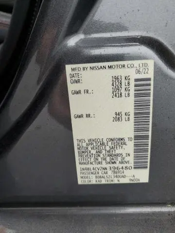 2022 NISSAN ALTIMA SR  