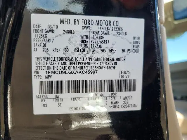 2010 FORD ESCAPE LIMITED  