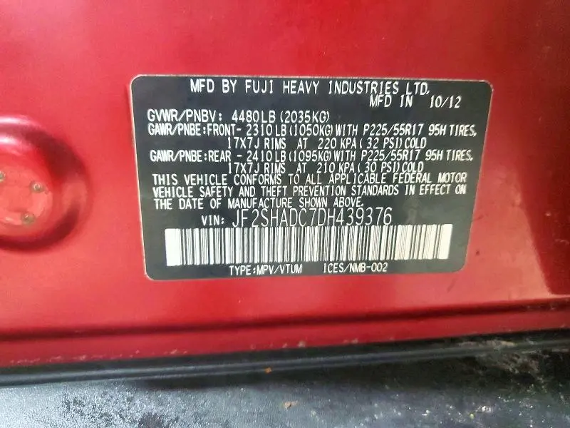 2013 SUBARU FORESTER 2.5X PREMIUM  