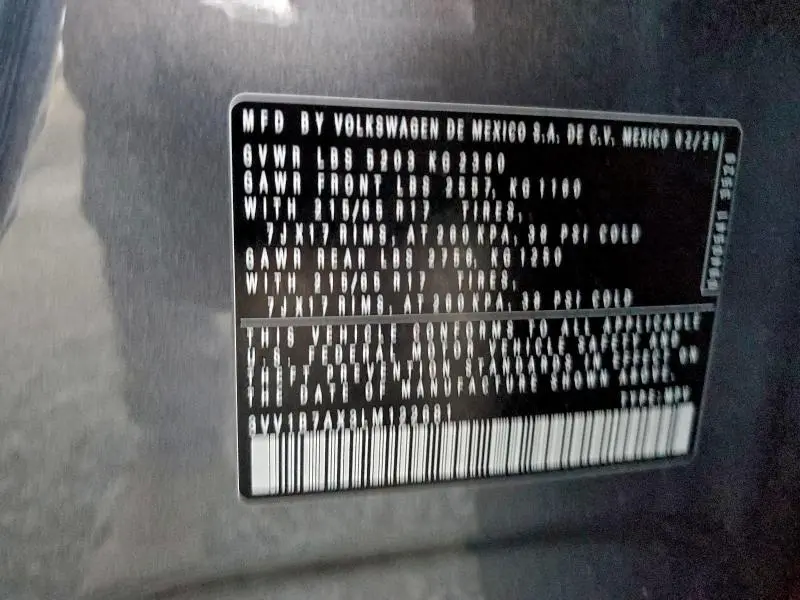 2020 VOLKSWAGEN TIGUAN S  