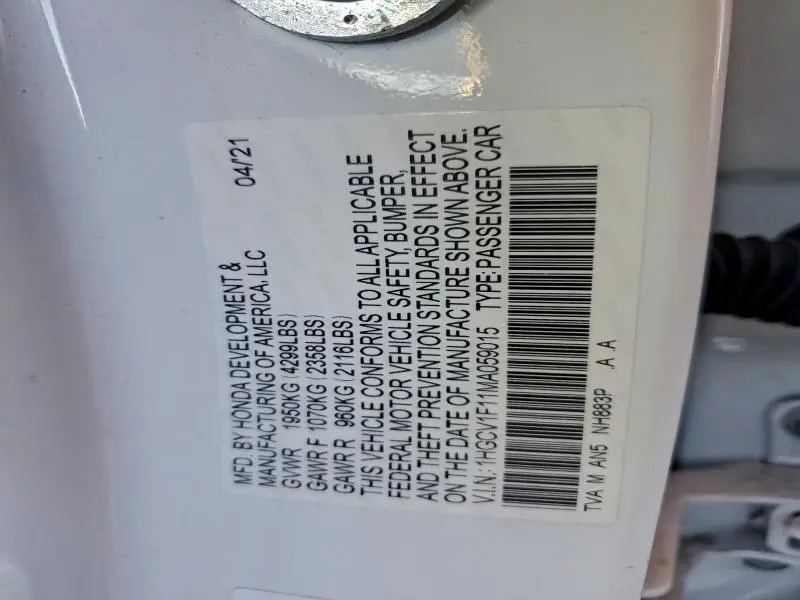 2021 HONDA ACCORD LX  