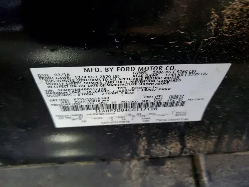 2016 FORD TAURUS SE  